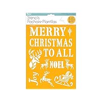 Darice 30018434 Craft Stencils Holiday Quotes, 8.5 x 11 inches, Merry Christmas To All, Noel, Joy, Deer, Santa, Sleigh,Yellow, White
