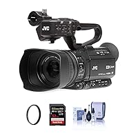 JVC GY-HM180 12.4MP 4K Ultra HD Camcorder, 12x Optical Zoom - Bundle with 32GB SDHC U3 Card, 62mm UV Filter, Cleaning Kit