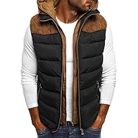 Men's Hooded Puffer Vest Sleeveless Zip Up Padded Jackets Coat Light Quilted Gilet Plus Size Cropped Puffer Vest