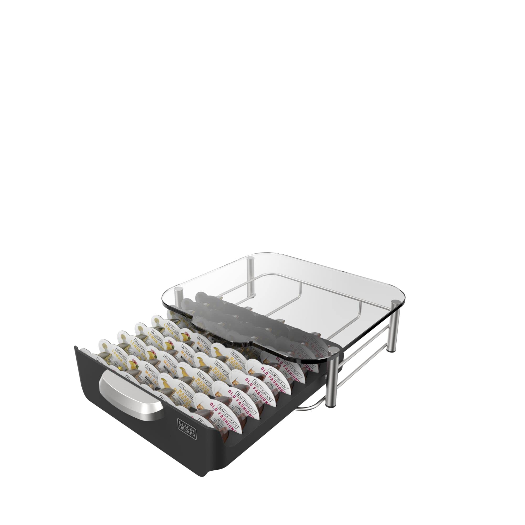 bev by BLACK+DECKER Cocktail Maker Storage Drawer for Bartesian Capsules, Holds up to 36 Bartesian Pods, Sturdy and Stackable Pod Holder (BECS132)