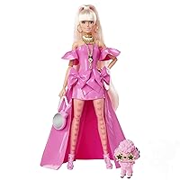 Barbie Extra Fancy Fashion Doll & Accessories with Extra-Long Blond Hair & Blue Eyes, Pink Glossy Gown & Pet Puppy