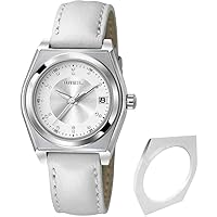 BREIL Women's Quartz Watch with White Dial Analogue Display and White Leather Strap TW0931