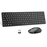 Rechargeable Wireless Keyboard Mouse, seenda Ultra Quiet Full Size Keyboard Mouse Set with Long Battery Life 3 Adjustable DPI for Windows Devices, Black