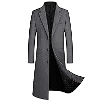 Men Full Length Trench Coats Slim Fit Single Breasted Long Top Pea Coat Premium Winter Wool Blend Overcoat Jacket