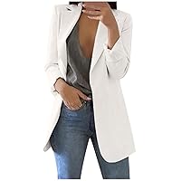 Women Notch Lapel Blazer Casual Long Sleeve Office Jacket Solid Open Front Blazers Dressy Business Coat for Ladies