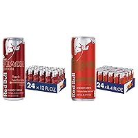 Red Bull Energy Drink Peach-Nectarine and Red Edition Watermelon, 12 fl oz and 8.4 fl oz, 24 Cans