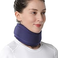 Neck Brace, Foam Cervical Collar for Sleeping, Soft Neck Support Relieves Pain & Pressure in Spine After Whiplash or Injury, Wraps Aligns Stabilizes Vertebrae (Enhanced, Blue, Medium, 3″)