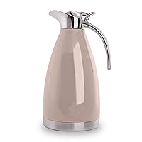 Sumerflos 68 Oz Stainless Steel Coffee Thermal Carafe/Double Walled Vacuum Thermos Insulated / 12 Hour Heat Retention / 2 Liters (Pink)