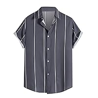 Men's Hawaii Shirt Casual Short Sleeve Button Up Vintage Summer Hawaiian Beach Stripes Holiday Vacation Shirts