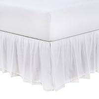 Double Voile Ruffled Bed Skirt Dust Ruffle, Cotton Layered, 15