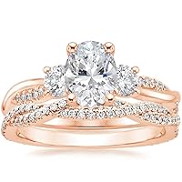 Petite Twisted Vine Moissanite Diamond Ring Set, 2 CT Oval Moissanite Engagement Ring Set, Wedding Ring Set, Bridal Ring, Promise/Anniversary Ring for Wife