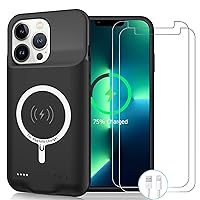 Wireless Charging Case for iPhone 13 Pro, 10000mAh High Capacity Portable Rechargeable Battery Case Wireless Charging Compatible with iPhone 13 Pro (6.1 inch) Extended Battery Charger Case (Black)