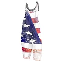 UOFOCO American Flag Overalls Bibs USA Jumpsuits Rompers Red White and Blue Summer Clothes 4th of July Outfits for Women Men