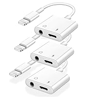 iPhone Headphones Adapter, 3 Pack [Apple MFi Certified] Lightning to 3.5 mm Headphone Earphone Aux Audio + Charger Jack Adapter Splitter Dongle for iPhone 14 13 12 11 XS XR X 8 7 iPad, Support iOS 16