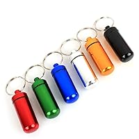 HOMIEBUDS XINGZI 6PCS Waterproof Aluminum Travel Box Keychain Portable Mini Holder Case Bottle Container for Outdoor Sports Camping, Hiking Traveling Random Color