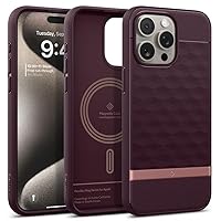 Caseology Parallax Mag for iPhone 15 Pro Case 5G [Enhanced Ergonomic Design Compatible with Magsafe] Military Grade Drop Tested (2023) - Burgundy