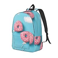 Canvas Backpack For Women Men Laptop Backpack Balloon Donut Travel Daypack Lightweight Casual Backpack