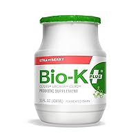 Bio-K + Drinkable Probiotics for Women & Men, Strawberry Flavor, 50 Billion Live and Active Bacteria, Fermented Dairy - Shipped Cold (6) Bottles, 3.5 fl. Oz