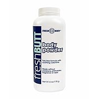 Fresh Body Fresh Butt Body Powder - Anti-Chafing Comfort Powder for Men and Women - Odor & Sweat Absorbing Unscented Deodorant Powder, 6oz - Free of Talc, Parabens, Fragrance or Dyes