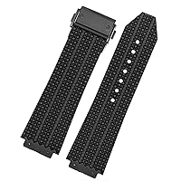 RAYESS for HUBLOT Big Bang Silicone Watch Band 26mm*19mm 25mm*17mm Waterproof Watch Strap Watch Rubber Watch Bracelet (Color : 2 Black-Black, Size : 25-17mm)