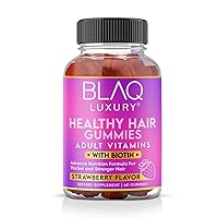 Blaq Luxury Biotin Gummies - Hair Growth Vitamins with 5000mcg Biotin per Serving | Vitamins B12, B6, Folic Acid, Iodine, Zinc | Hair Supplement for Hair Growth | for Women & Men | 1 Month Supply