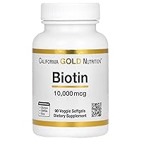 Biotin, 10,000 mcg d-Biotin, for Healthy Hair, Nails & Skin, Non GMO, Suitable for Vegetarians, Gluten Free, 90 Veggie Softgels