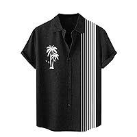 Mens Hawaiian Shirt Casual Beach Short Sleeve Quick Dry Black Button Down Shirt Men Big and Tall Black Dress Shirt