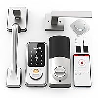 WiFi Hornbill Smart Front Door Lock Sets, Keyless Entry Door Lock with Handle, Smart Deadbolt Keypad Lock, Alexa Front Door Handle Set, Bluetooth Lock with APP/Keyfobs/Auto Lock/Keys, Matte Silver