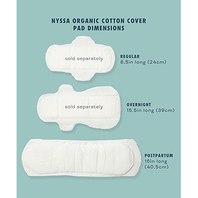 Nyssa Organic Cotton Cover Extra-Long Postpartum Pads, 3x8-Pack (24 Pads),  FSA/HSA Eligible