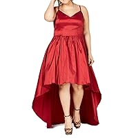B Darlin Womens Red Spaghetti Strap Knee Length Evening Hi-Lo Dress Plus 14W