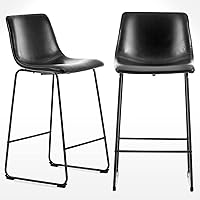 Bar Stools Set of 2, Counter Height Bar Stool with Back, Pu Leather Bar Chairs, Modern Industrial Tall Stool for Kitchen Counter,Restaurants,Pub,Outdoor