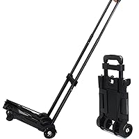 Folding Luggage Cart with Expandable Chassis,2 Wheels Folding Hand Truck Dolly,Collapsible Light Duty Dolly for Moving Shopping Travel Office Use,50lbs(Black)