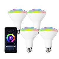 Smart LED Light Bulbs, BR30 9W(60W Equivalent) E26 Base, 2700K-6500K+RGBCW, Multicolor Dimmable WiFi Bulbs Compatible with Alexa, Google Home and Smart Life APP, 4 Pack