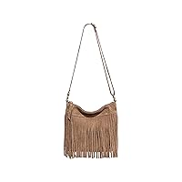 [LEAFICS] Women Fringe Crossbody Bag Vintage Genuine Leather Suede Tassel Shoulder Bag Hobo Satchel Handbag and Wallet