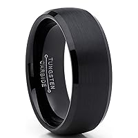 Metal Masters Co. Black Tungsten Carbide Dome Engagement Ring Wedding Band Comfort Fit 8mm