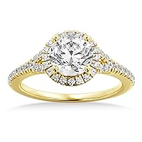 14k Gold Lab Grown Diamond Halo Engagement Ring Setting (0.40ct)