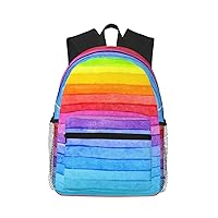 Rainbow Colored Striped Print Backpack Lightweight,Durable & Stylish Travel Bags, Sports Bags, Men Women Bags