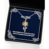 Wife Gifts for Wife, How Lucky I am to Have Been Given Such an!, Cool Wife Sunflower Pendant Necklace, Jewelry from Husband