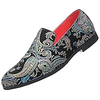 Men's Paisley Slip On Smoking Loafers Casual Business Formal Walking Relaxed Fit Lightweight Shoes
