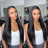 Grade 8A Brazilian Remy Human Hair Glueless Straight 360 Lace Frontal Wig With Pre Plucked Baby Hair For Black Women-14inch 130% Density