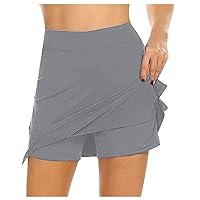 Women's Athletic Casual Skorts Active Skirts with Inner Shorts, High Waist Tennis Skirt Lightweight Quick Dry Sports Skort
