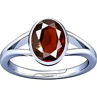 6.25-6.50 Carat Hessonite Gomed Gemstone Silver Adjustable Ring for Men & Women