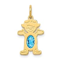 Charms Collection 14K Girl 6x4 Oval Genuine Blue Topaz-December XCK32