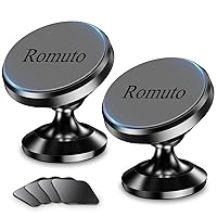 【 2-Pack 】 Magnetic Phone Holder for car Dashboard [ Strong Magnet ] [ 4 Metal Plate ] iPhone Magnetic Phone Mount for car, [ 360° Rotation ] Universal Dash Car Mount Fits All Cell Phone