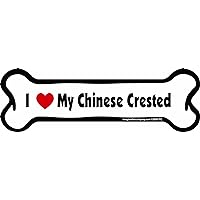 Bone Car Magnet, I Love My Chinese Crested, 2-Inch by 7-Inch
