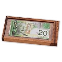 Bits and Pieces – Magic Money Puzzle Box for Adults – Wooden Brain Teaser ATM Puzzle Box - Hidden Compartment Case for Money Gifts – 8” x 3-5/8
