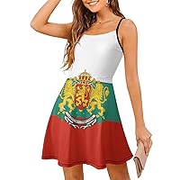 Bulgarian Flag Women's Sling Dress Spaghetti Strap Mini Dress Sleeveless Short Dresses Casual Swing Sundress