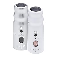 Salt and Pepper Mill Grinder Set - Refillable High Volume Automatic Mill with Built-In LED Lighting & Rechargeable Lithium Battery (Silver Pepper Mill + Salt Mill)
