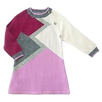 Girl's Color Block Cashmere Dress in Pink