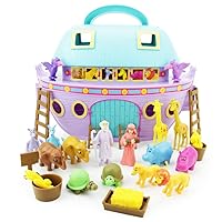 Boley Noah's Ark Playset - 29 Piece Bible Story Toys Play Set for Kids with Boat, Noah and Wife Figurines, Zoo Animals, and Barn Accessories - Biblical Play Sets for Boys and Girls